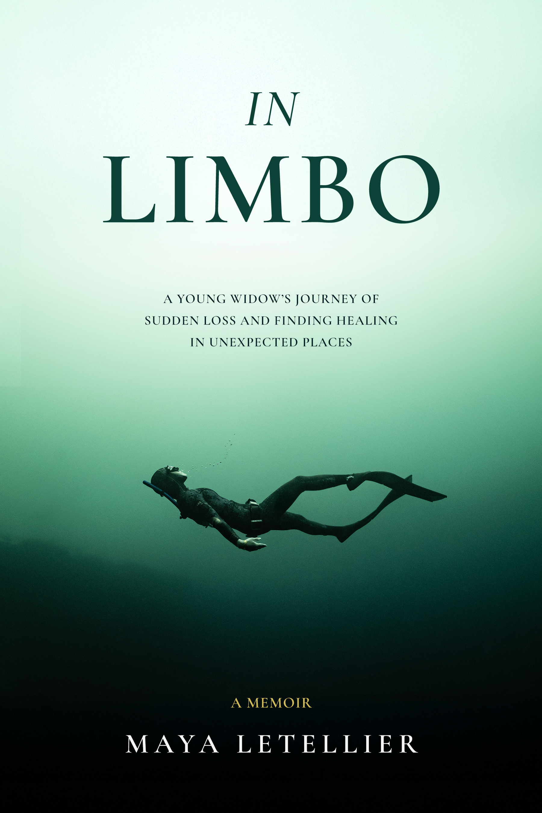 In Limbo book cover — a freediver suspended in deep green water